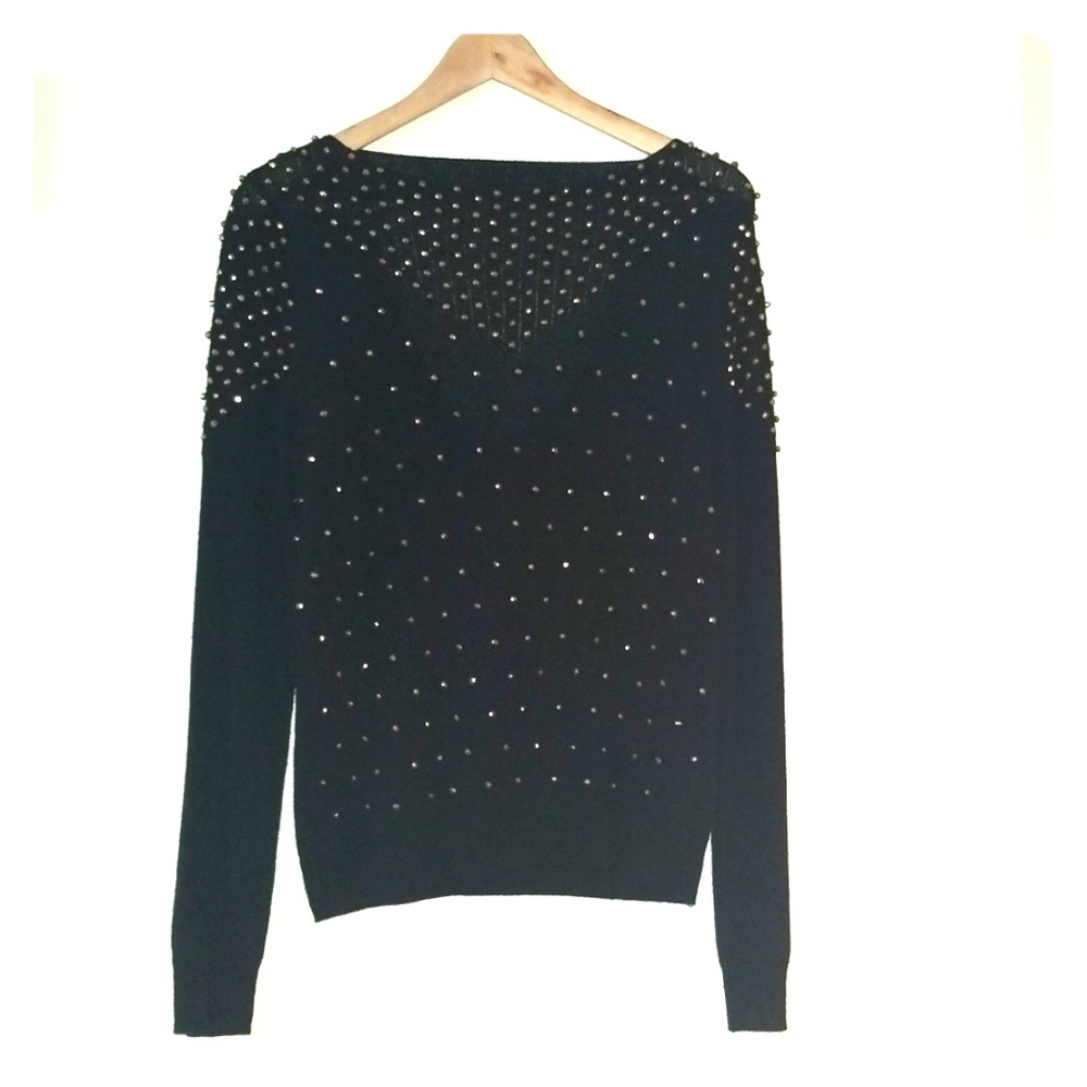 Biba blackknit sweater with gold embellishments